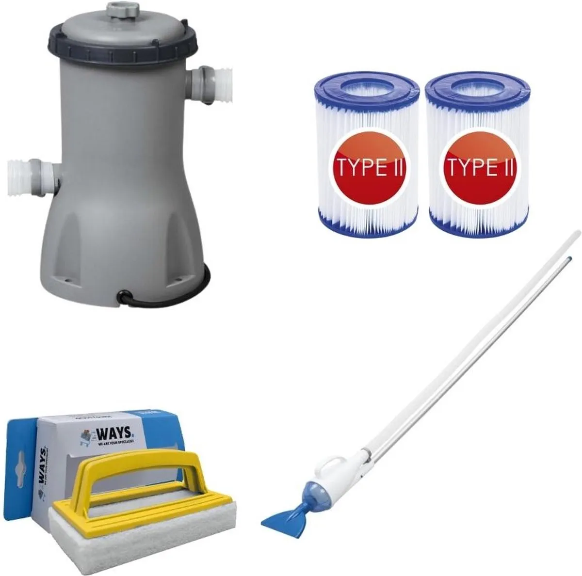 Bestway AquaReach 58499 Zwembadstofzuiger & Zandfilterpomp 3327L/u - 32mm
