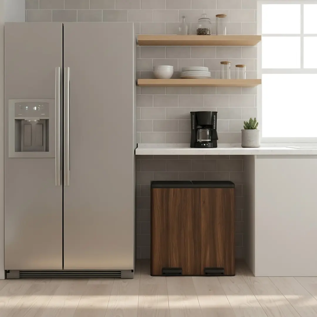 Songmics Keukenpedaalemmer 60L - 2 Compartimenten - Zilver
