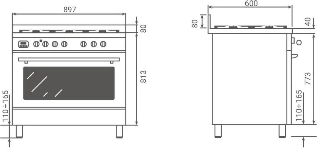 Boretti MLI95BMAT Inductiefornuis 90cm - 5 Kookzones - Antraciet