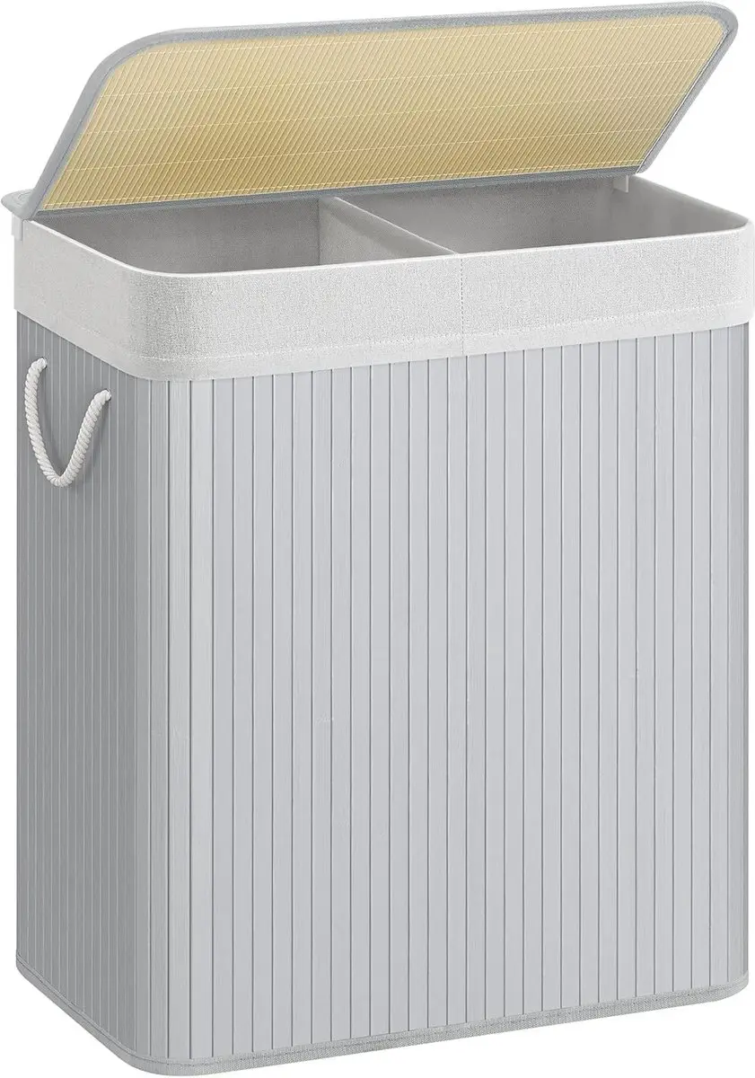Songmics Wasmand 2 Compartimenten 100L Grijs