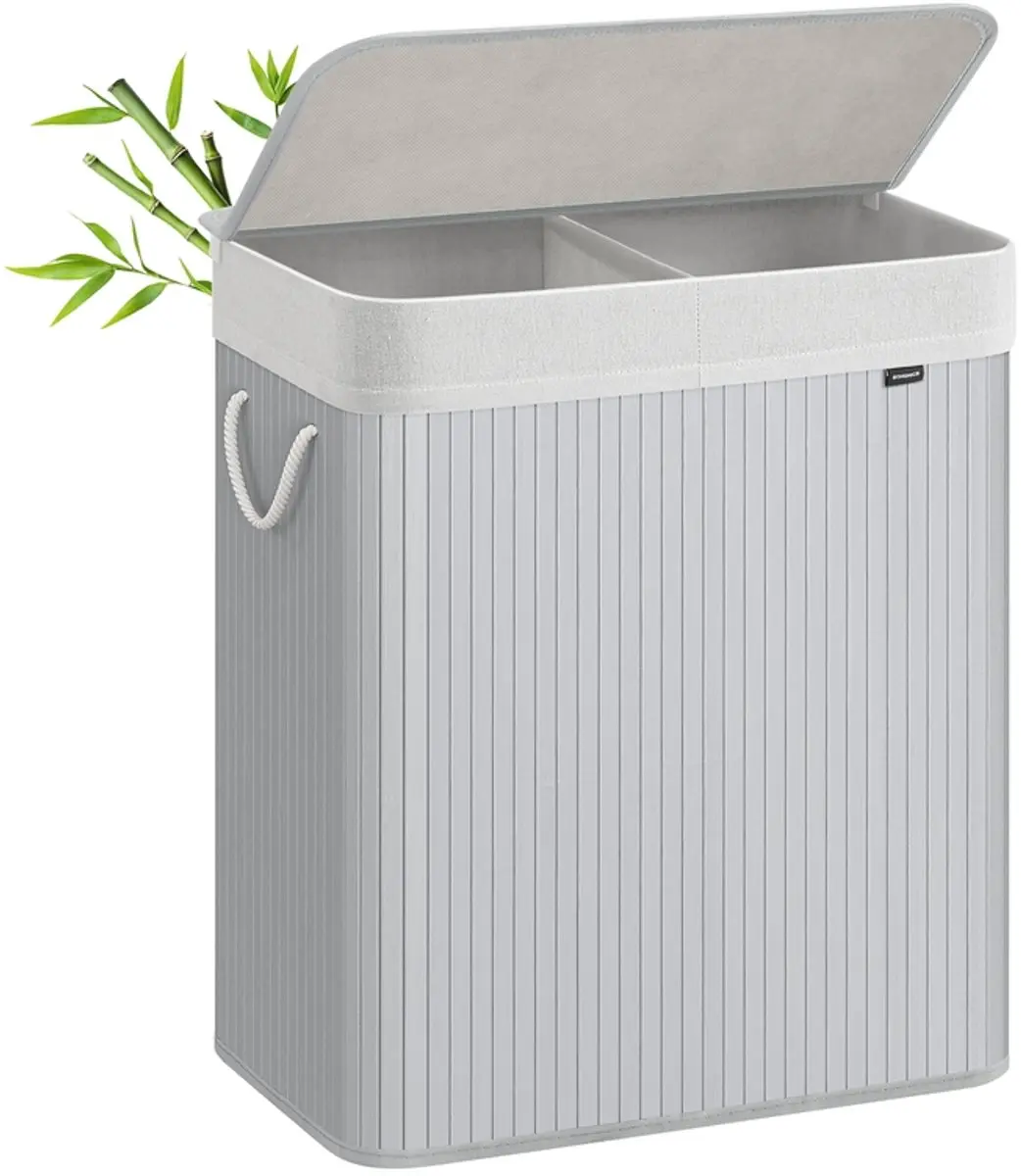 Songmics Wasmand 2 Compartimenten 100L Grijs