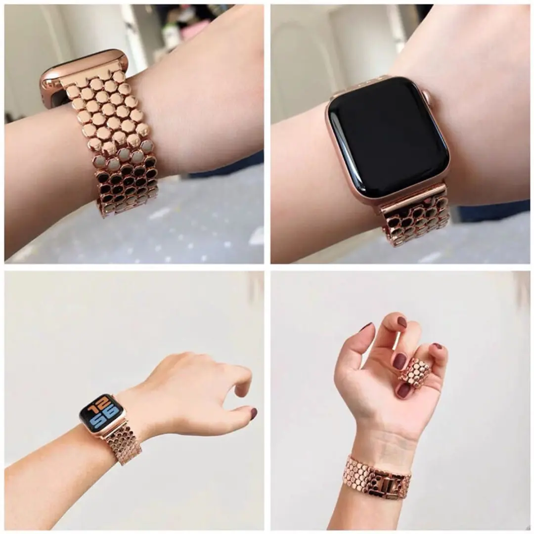 Selected Honingraat RVS Band - Apple Watch 42-49mm - Zwart