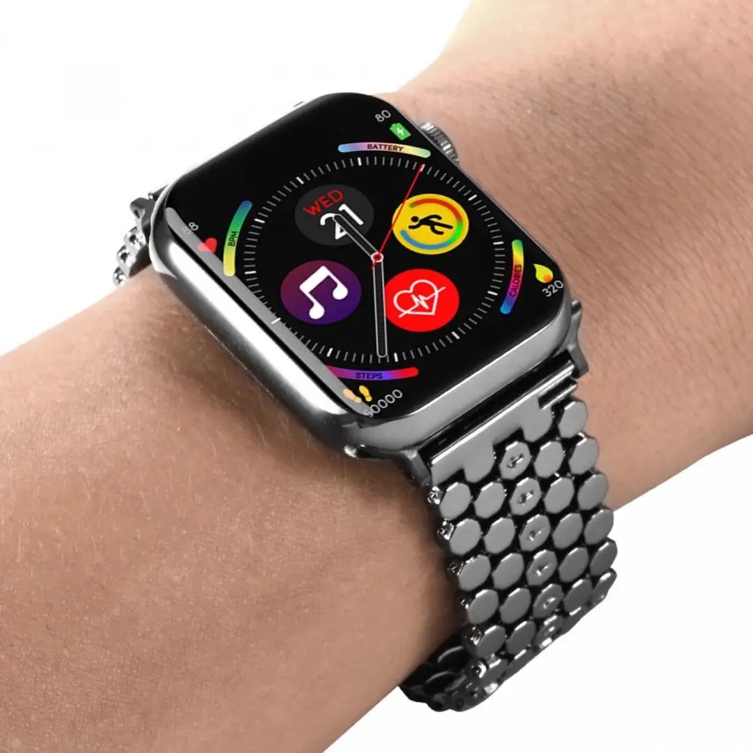 Selected Honingraat RVS Band - Apple Watch 42-49mm - Zwart