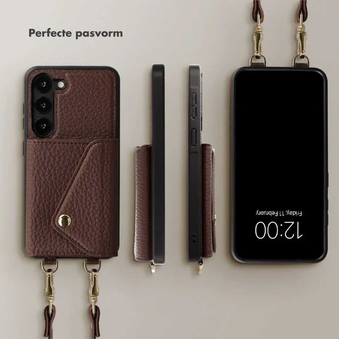 Selencia Sera Koordhoes Samsung Galaxy S23 - 3 Pasjes - Donkerbruin