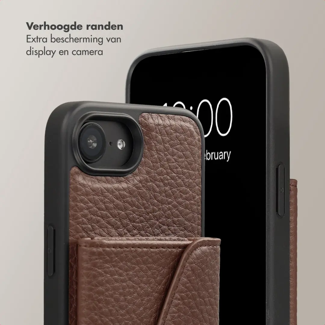 Selencia Koordhoes iPhone 17/16 - 3 Pasjes - Donkerbruin