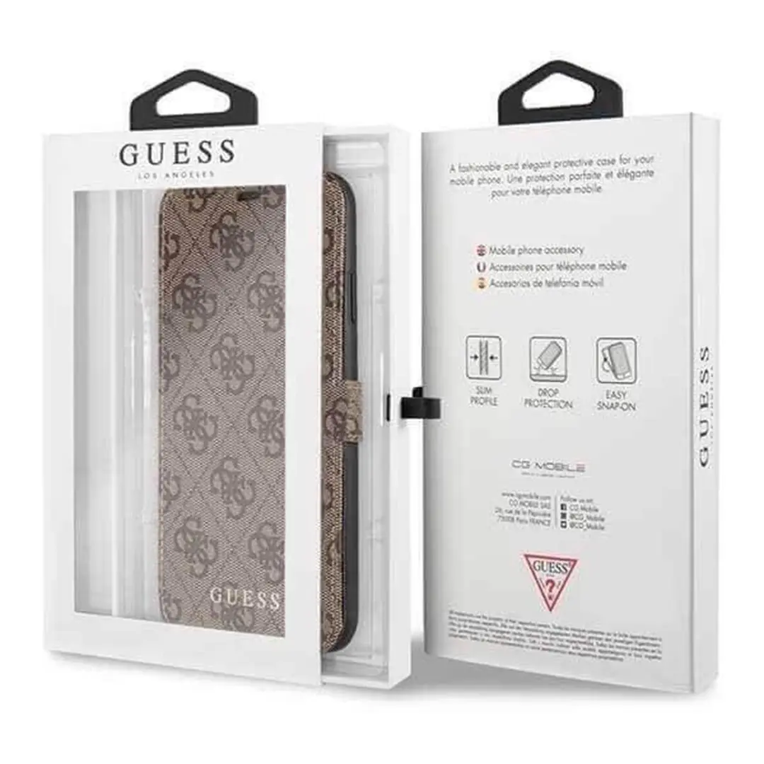 GUESS 4G Book Case S212-3 - iPhone 11 - 3 Pasjes - Bruin