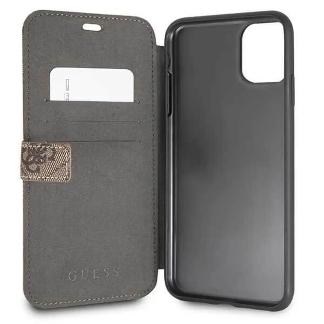 GUESS 4G Book Case S212-3 - iPhone 11 - 3 Pasjes - Bruin