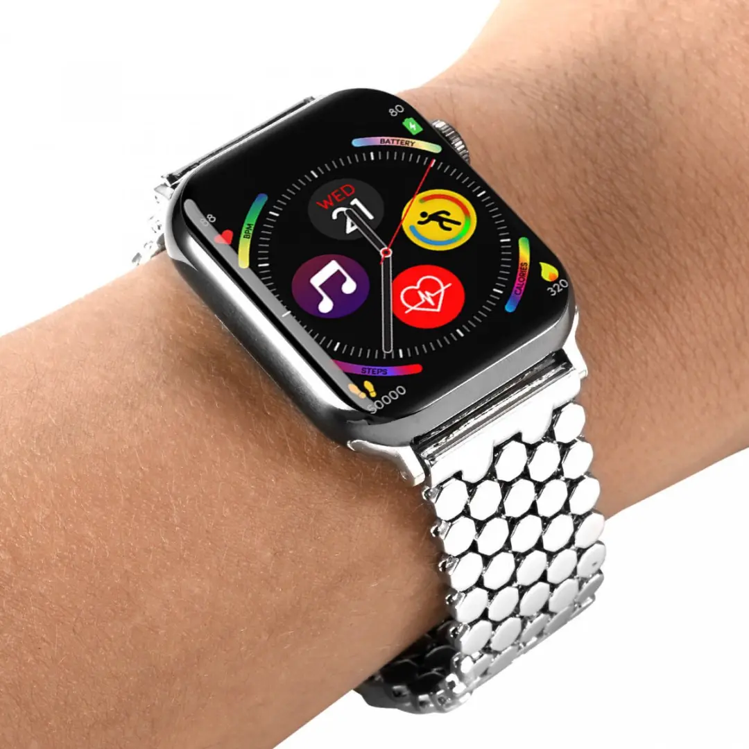 Selected Honingraat RVS Band - Apple Watch 42-49mm - Zilver