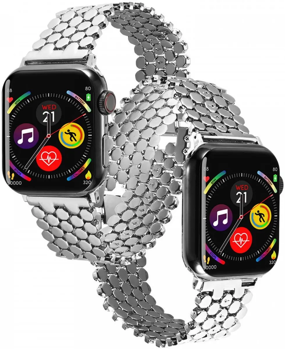 Selected Honingraat RVS Band - Apple Watch 42-49mm - Zilver
