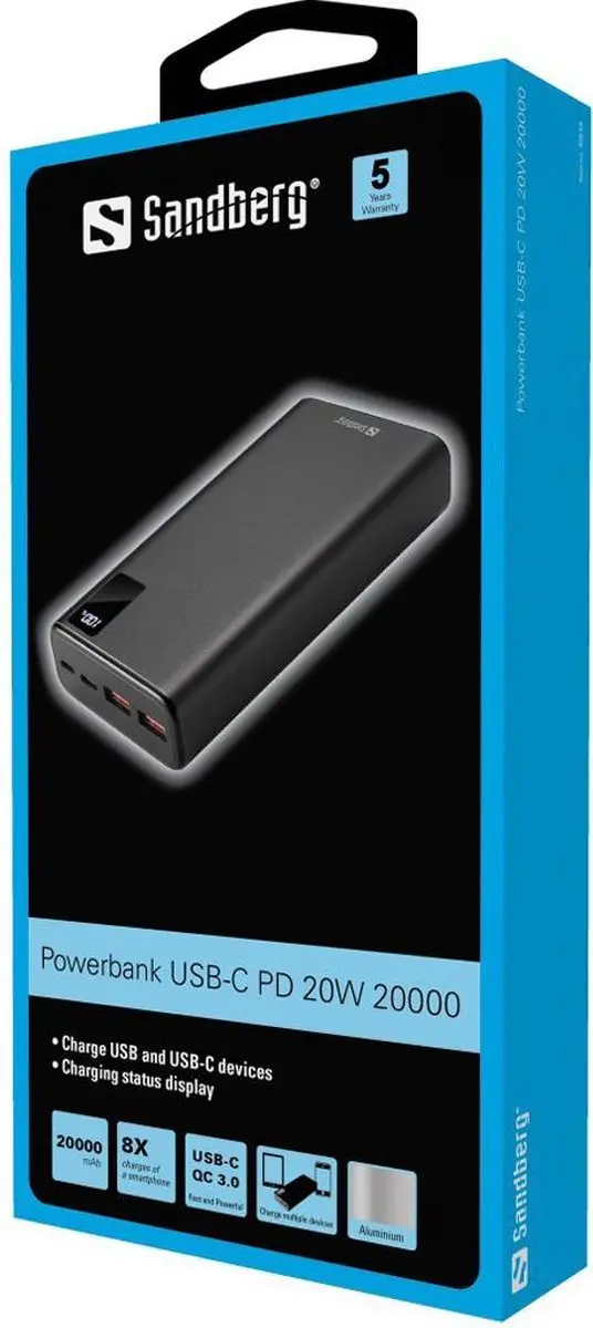 Sandberg 420-59 Powerbank 20000mAh - 20W - Zwart