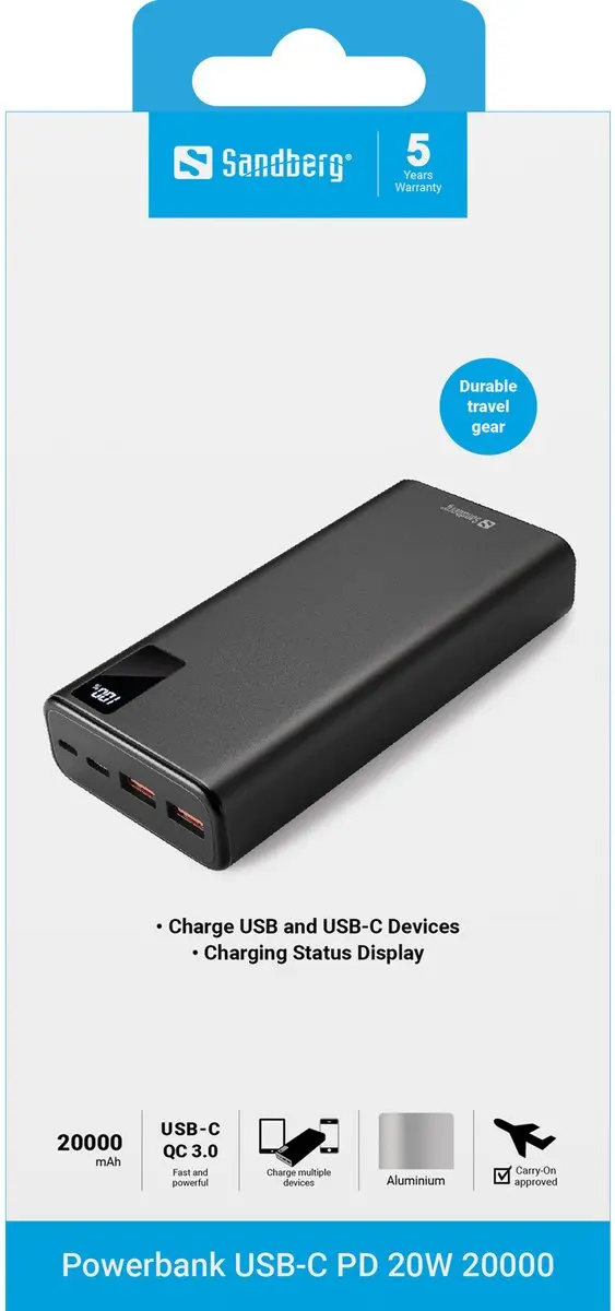 Sandberg 420-59 Powerbank 20000mAh - 20W - Zwart