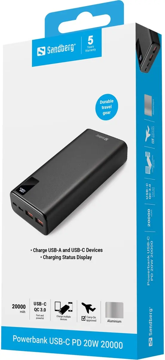 Sandberg 420-59 Powerbank 20000mAh - 20W - Zwart