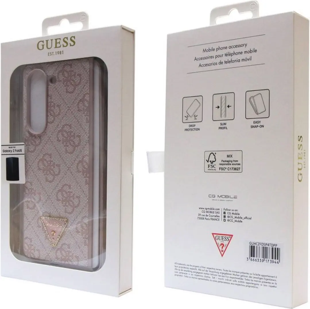 GUESS 4G Triangle Hoesje - Samsung Galaxy Z Fold 5 - Roze