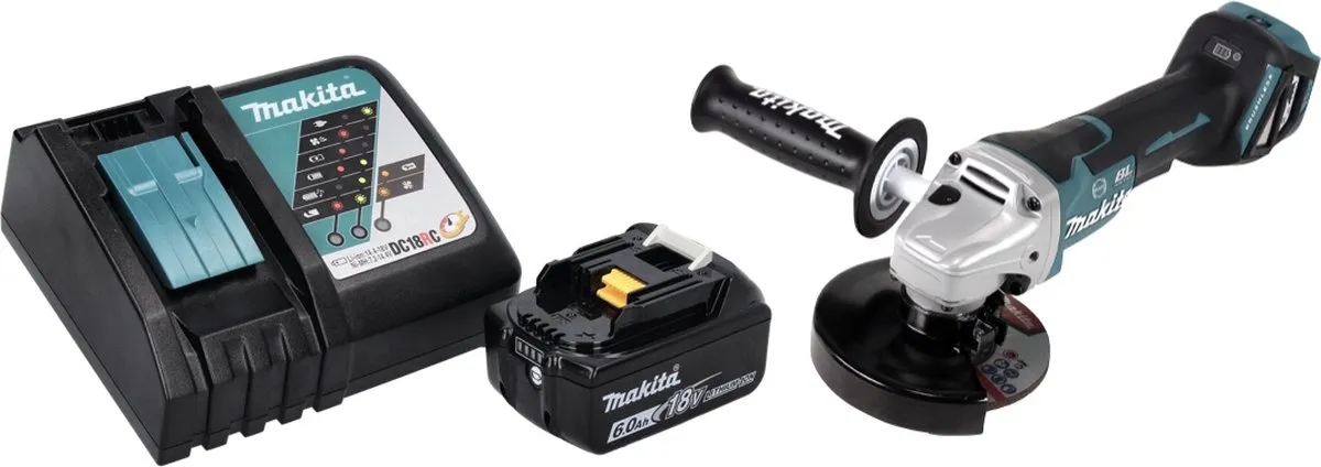 Makita DGA 517 RG1 Haakse Slijper 18V 125mm - Borstelloos - 20 Stuks
