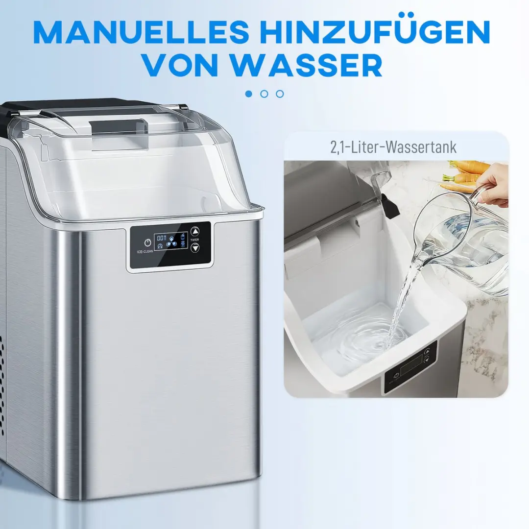Homcom IJsblokjesmachine 186W 2.1L - Zilver