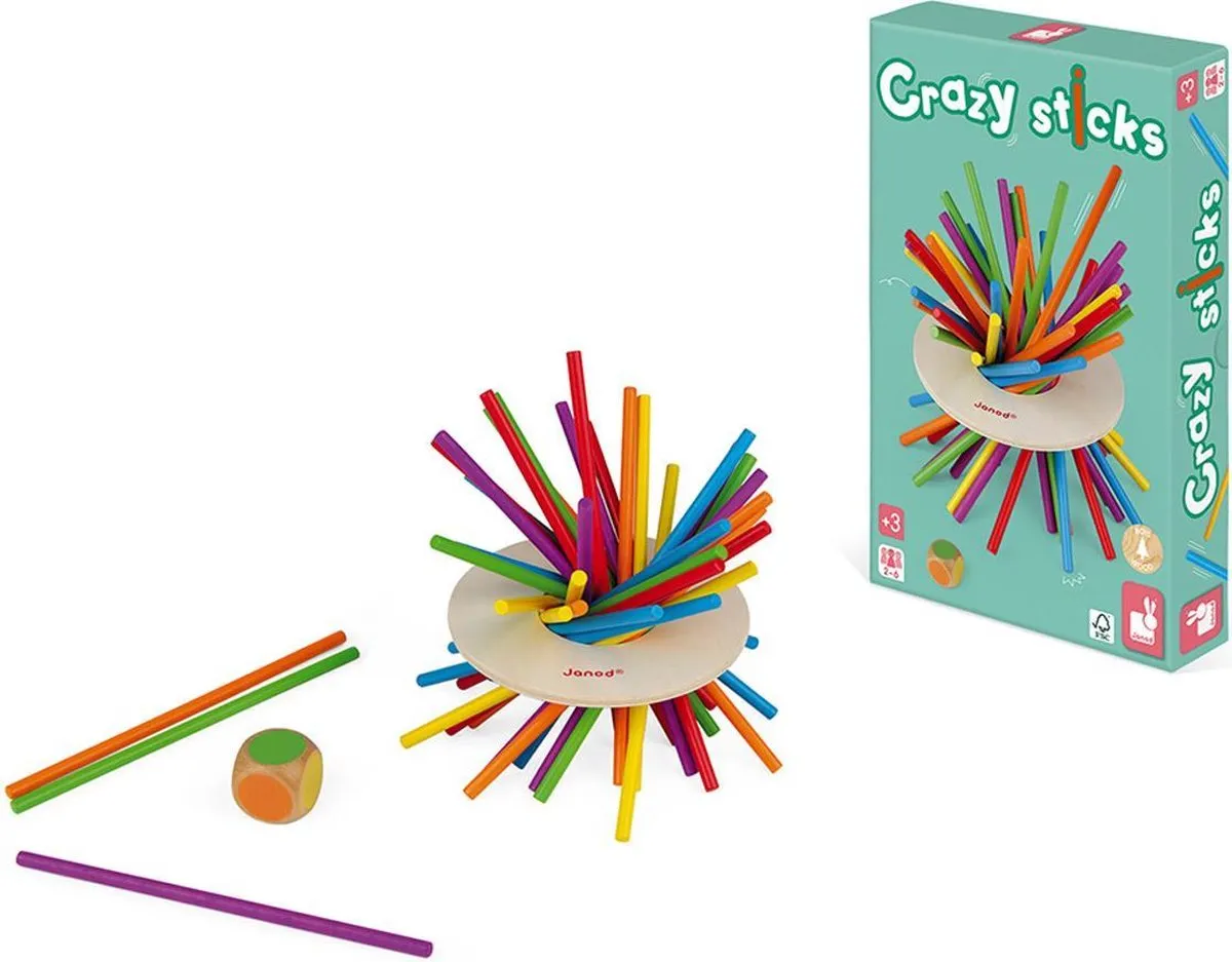 Janod Crazy Sticks Behendigheidsspel 2695 - 36 Stukken