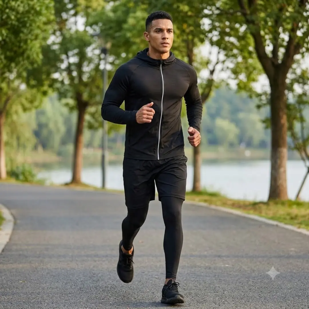 NUVEX Heren Sportset 4-delig - Zwart - XL