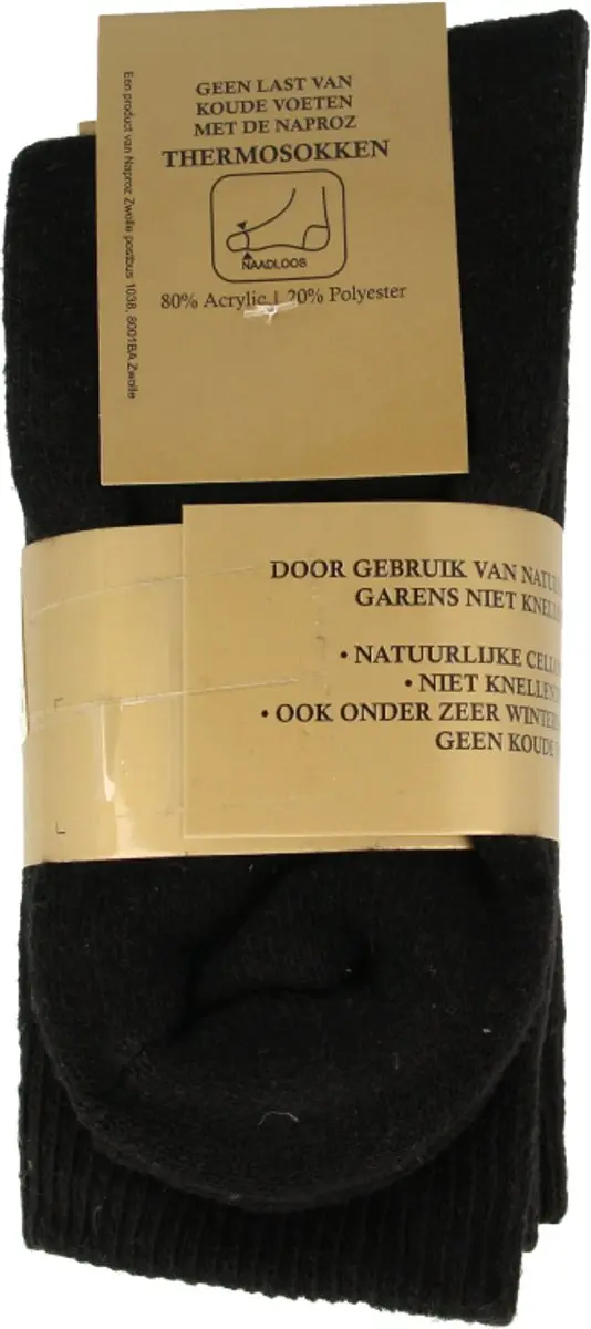 Naproz Thermo Sok - Zwart - 3 Stuks
