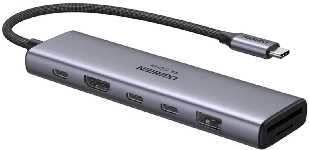 Ugreen REVODOK 7-in-1 USB-C Hub 2x USB-C 3.2 - HDMI 4K 60Hz - PD 100W - Transparent