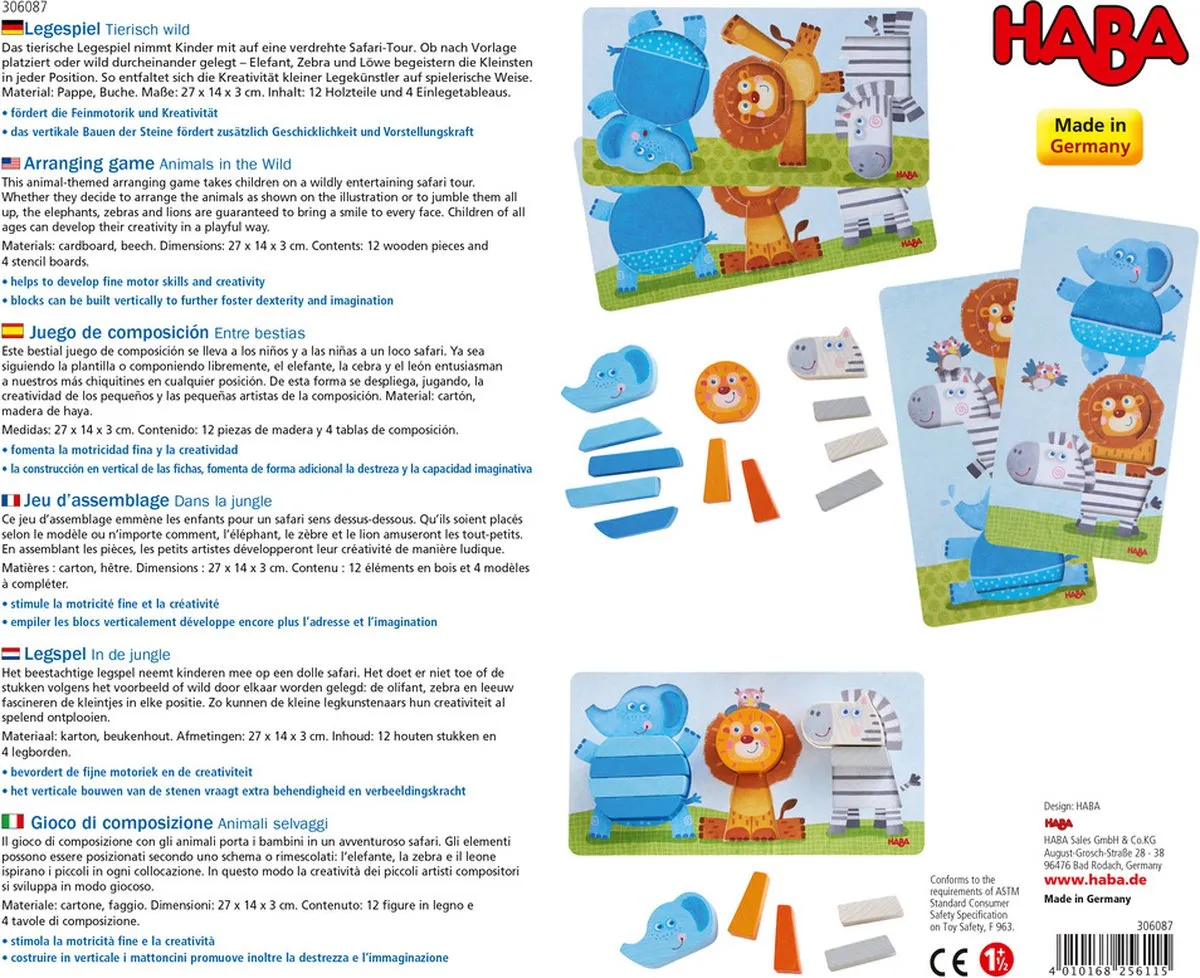 Haba Vormenpuzzel Beestachtig Wild Junior - 12-delig