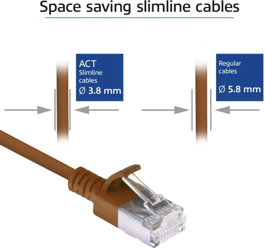 ACT Bruine LSZH U/FTP CAT6A Patchkabel 1m - Snagless RJ45 - afbeelding 6 van 6