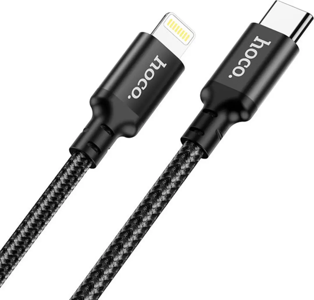 Hoco 20W PD Gevlochten USB-C naar Lightning Kabel 2M - Zwart