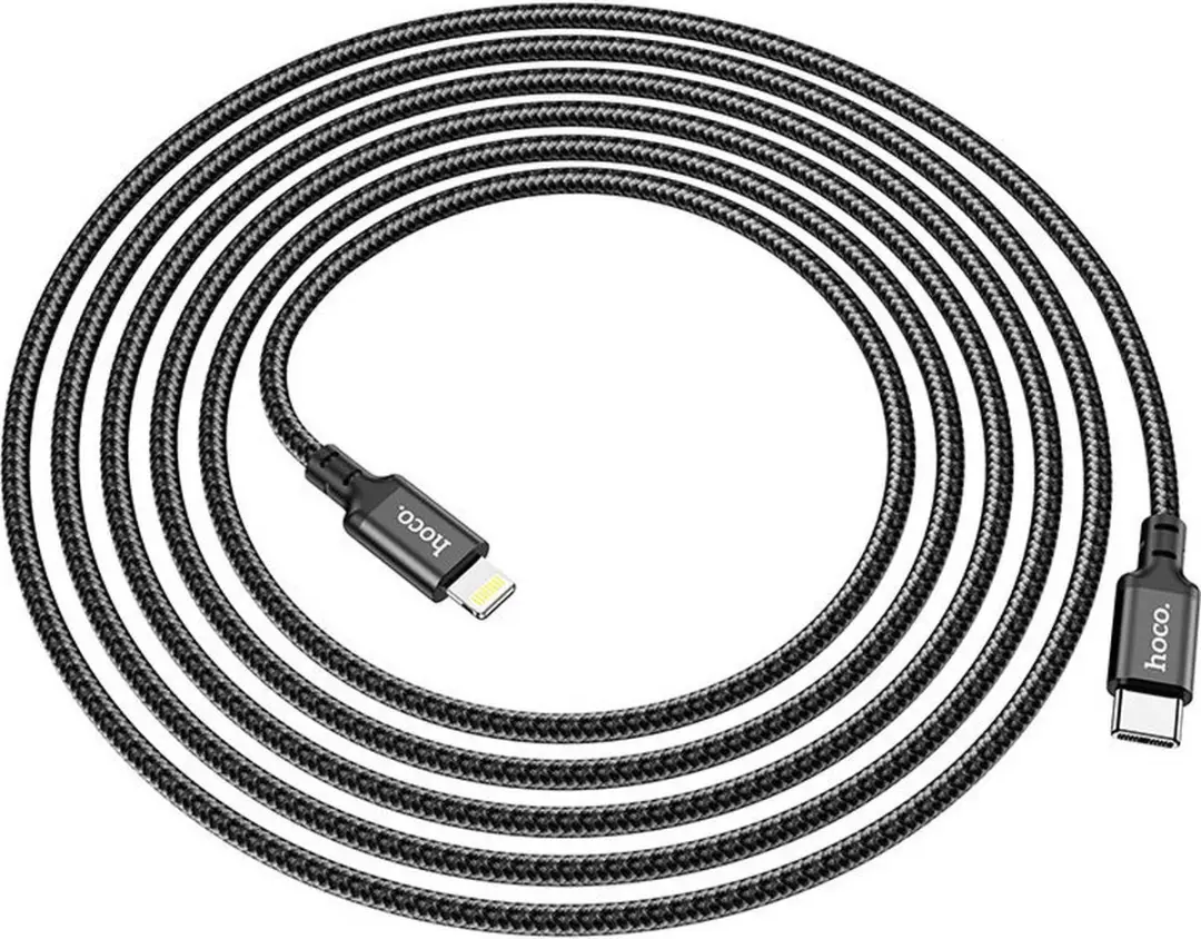 Hoco 20W PD Gevlochten USB-C naar Lightning Kabel 2M - Zwart - afbeelding 6 van 6