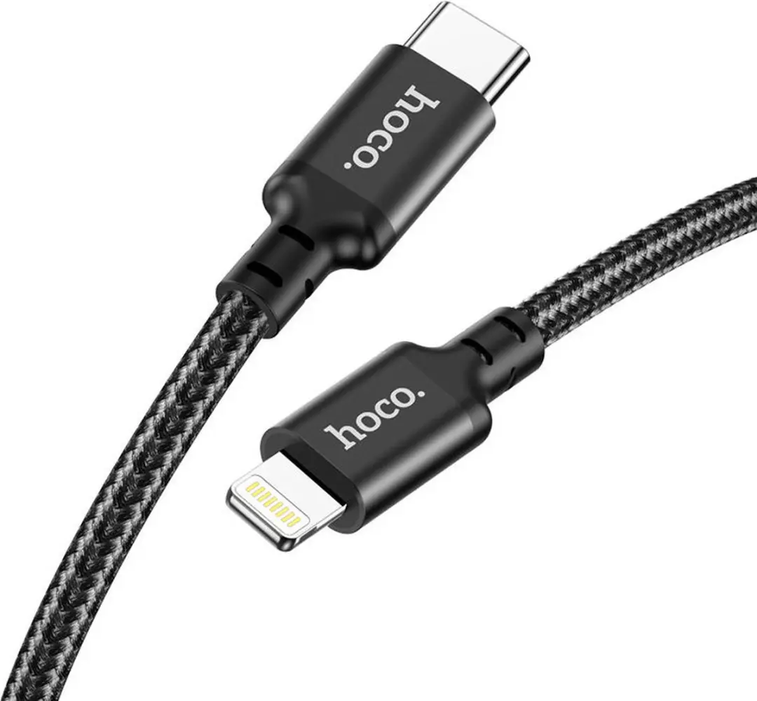 Hoco 20W PD Gevlochten USB-C naar Lightning Kabel 2M - Zwart