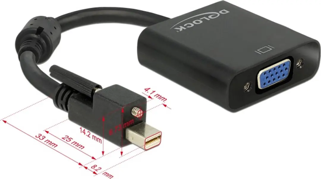 Delock Mini DisplayPort naar VGA Adapter 0,2m - Zwart
