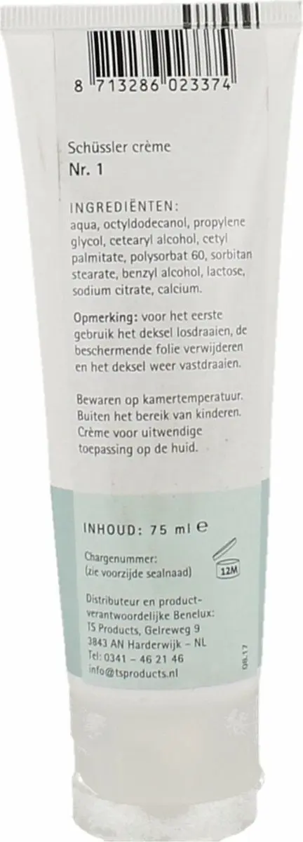 Pfluger Schüssler Zouten Crème nr. 1 Calcium Fluoratum D4 75ml