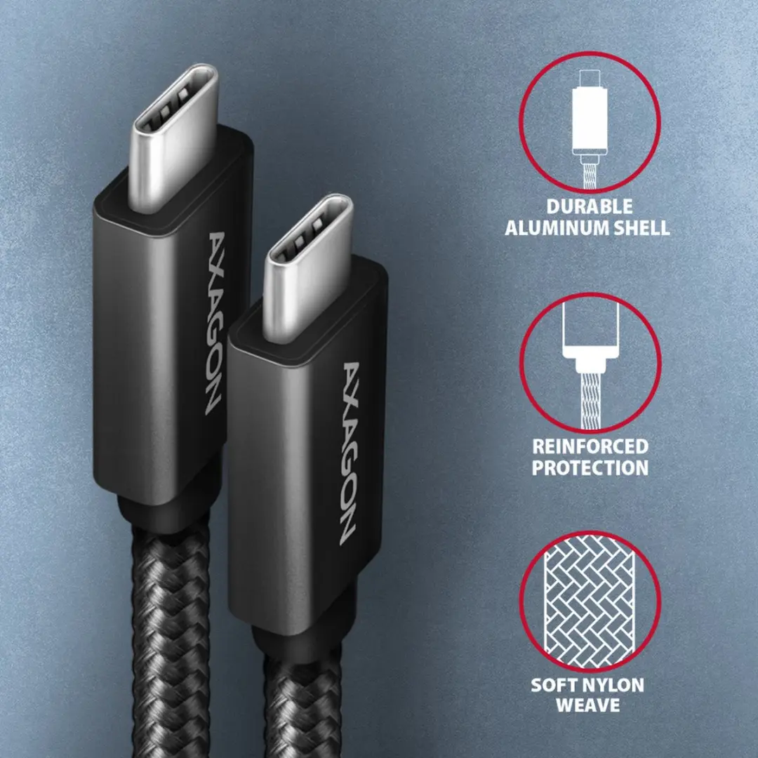 Axagon BUCM32-CM10AB USB-C Kabel 1m - USB 3.2 Gen2 - Zwart