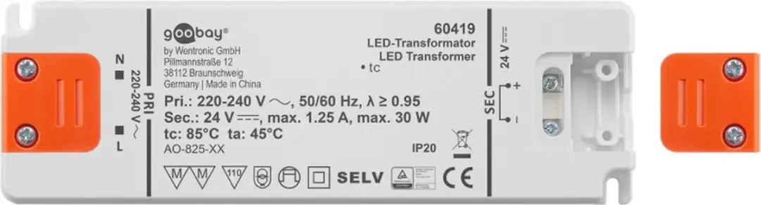 Goobay LED-transformator 24V 30W - Wit/Oranje