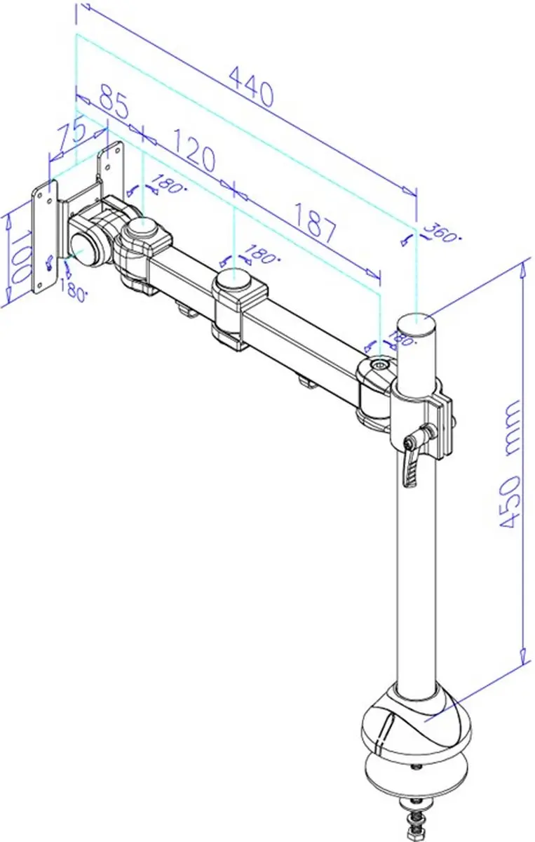 Neomounts FPMA-D960G Monitorarm 10-30" - 1 Scherm - 0-10 kg - Zwart - afbeelding 6 van 6