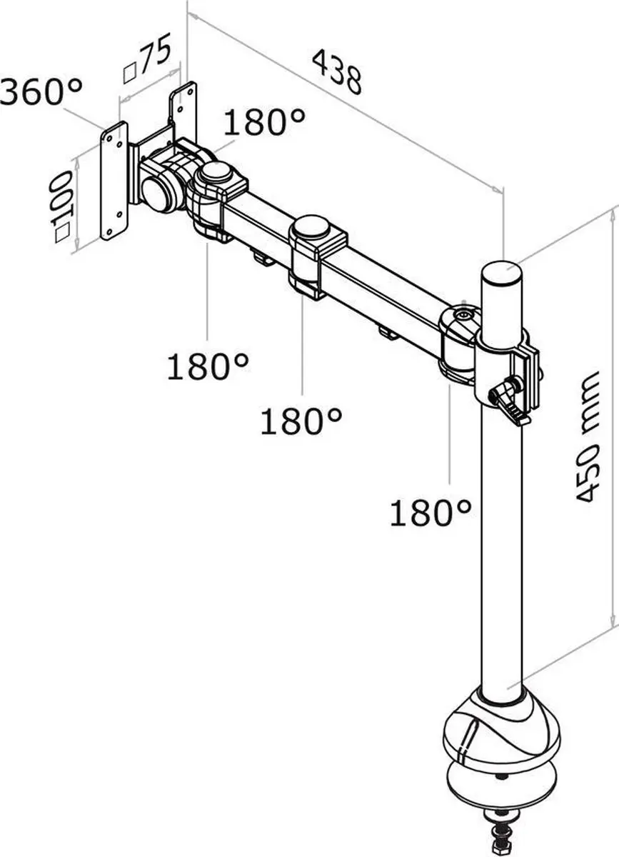 Neomounts FPMA-D960G Monitorarm 10-30" - 1 Scherm - 0-10 kg - Zwart