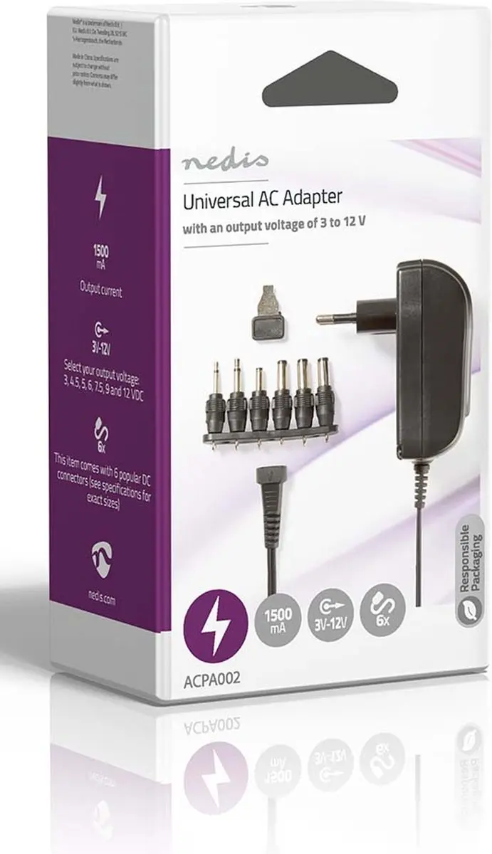 Nedis ACPA002 Universele AC-Stroomadapter 18W - Zwart