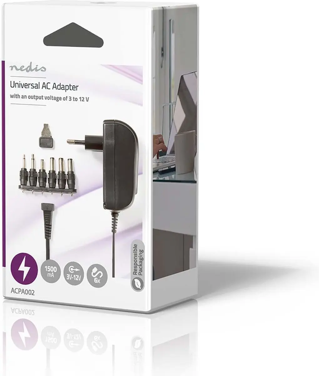 Nedis ACPA002 Universele AC-Stroomadapter 18W - Zwart