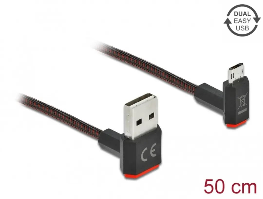 Delock Easy-USB-A Kabel Haaks 0,5m USB2.0 - 10W - Zwart/Rood