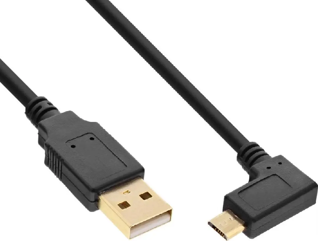 InLine USB naar Micro USB Haakse Kabel 2.0 - 1m - Zwart