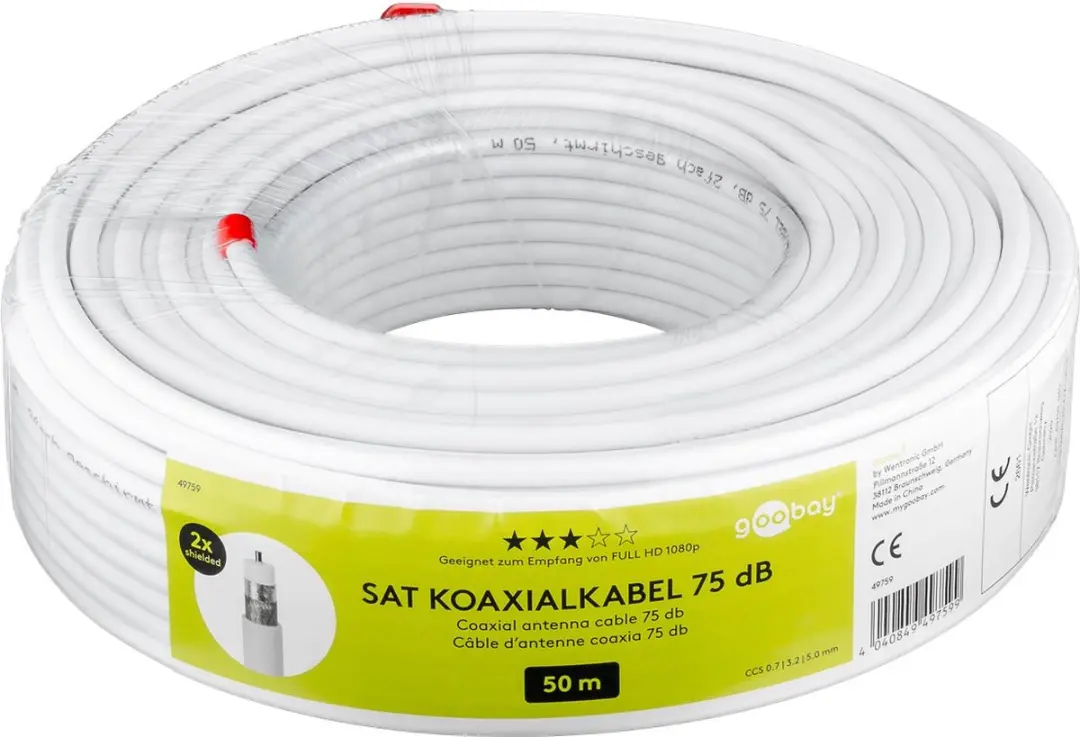 Goobay Coaxkabel CCS 90dB CPR Wit - 25m