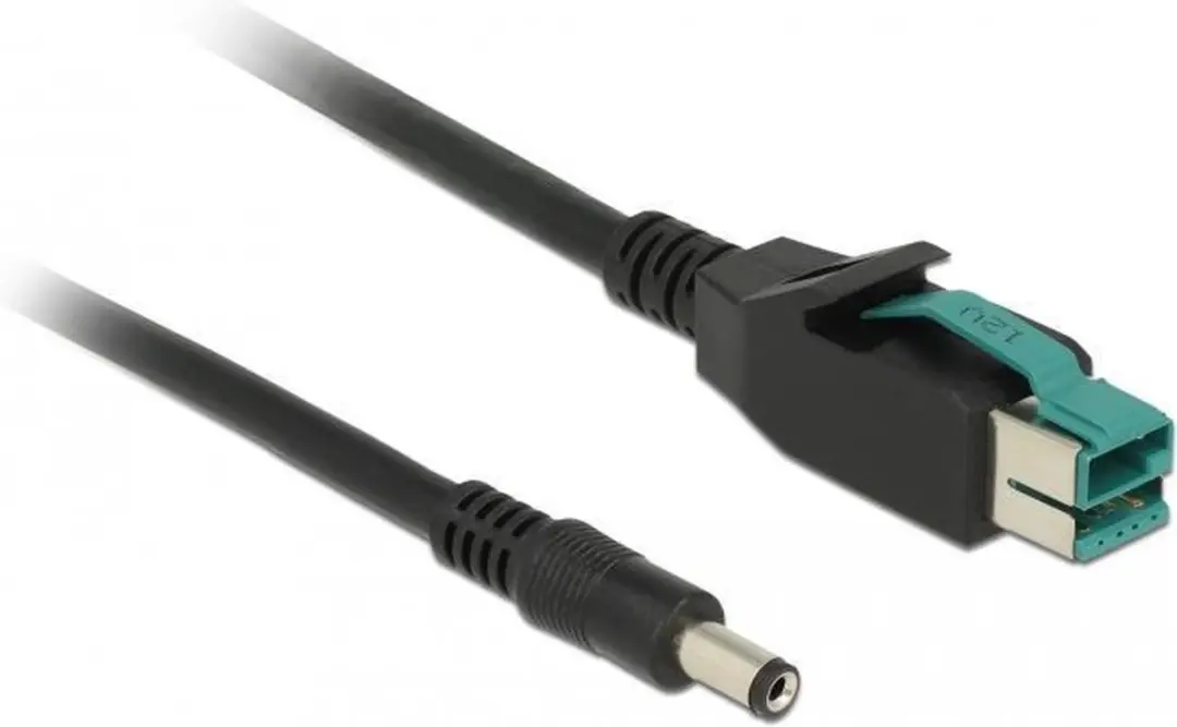 Delock PoweredUSB Kabel 12V DC 5.5x2.1mm M-M 2m - Zwart