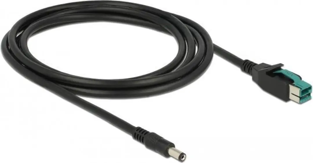 Delock PoweredUSB Kabel 12V DC 5.5x2.1mm M-M 2m - Zwart