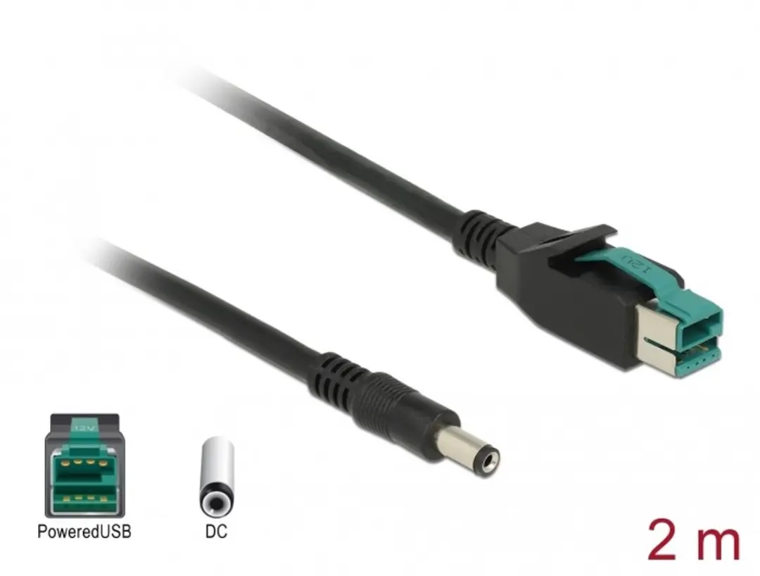 Delock PoweredUSB Kabel 12V DC 5.5x2.1mm M-M 2m