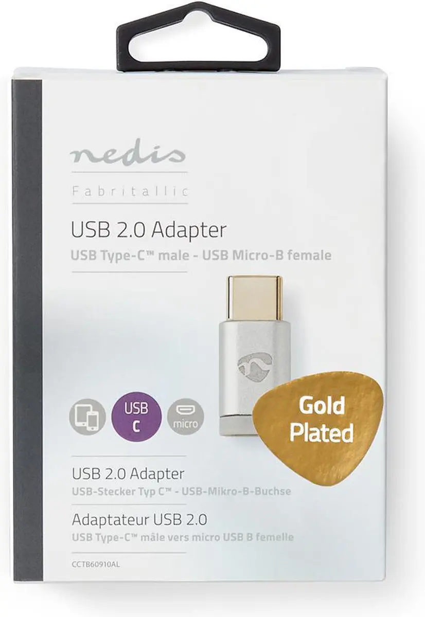 Nedis USB-C Adapter USB Micro-B Female - 480 Mbps - Zilver - afbeelding 6 van 6