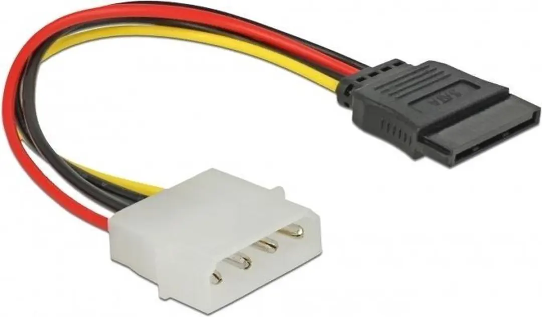 InLine SATA (v) naar Molex (m) Adapter 0,30m - Zwart/Rood/Geel