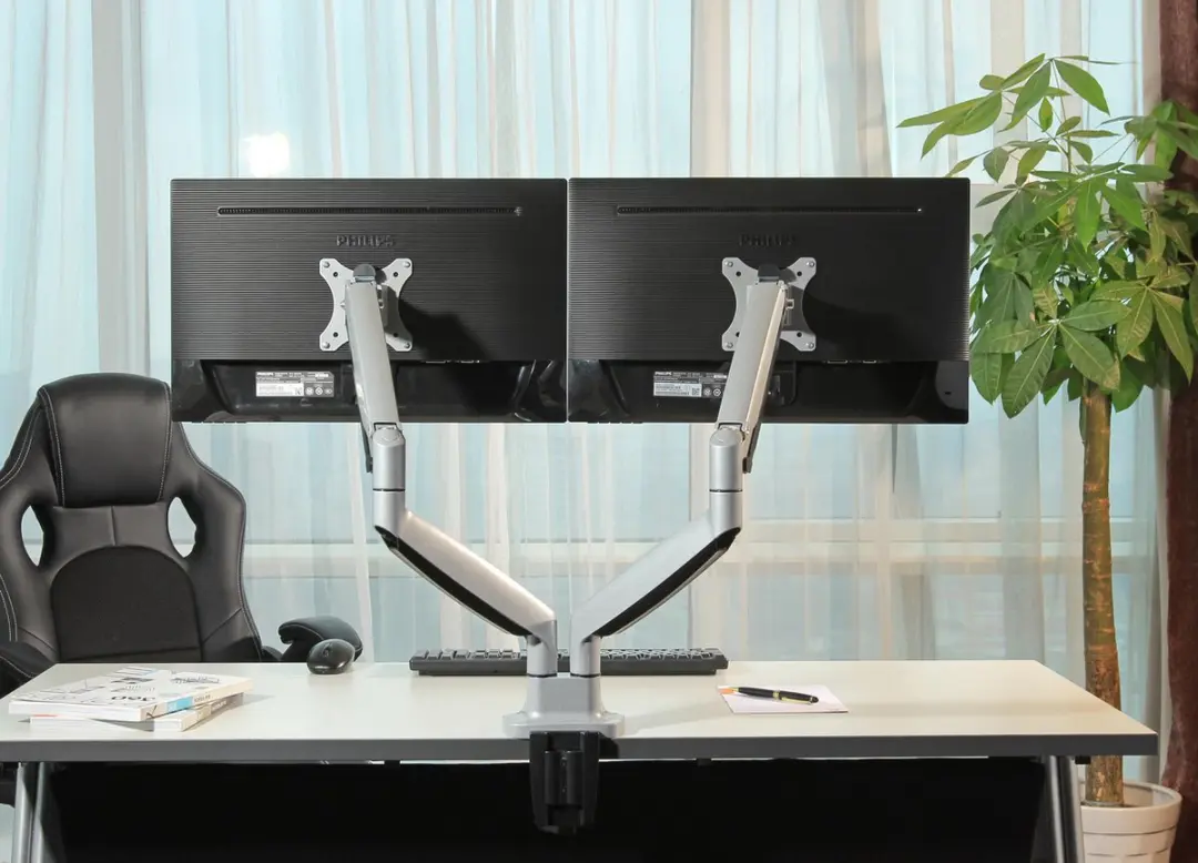 Neomounts NM-D750DSILVER Monitorarm 2 schermen 10-32" - Gasveer - Zilver