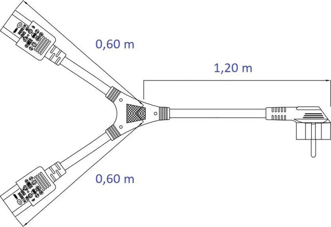 ACT AK5055 Stroom Splitskabel Randaarde CEE7/7 - 1,20m - 1x C13