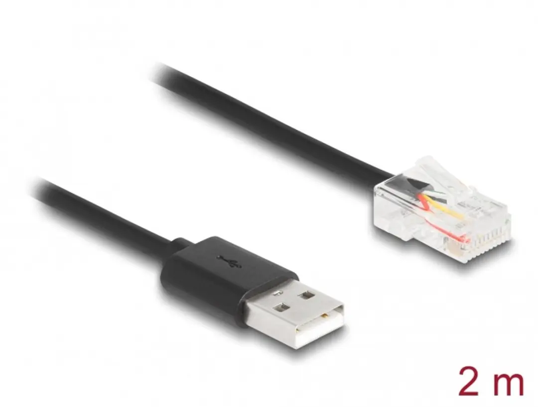 Delock USB 2.0 Type-A naar RJ50 Communicatiekabel 2m - Zwart