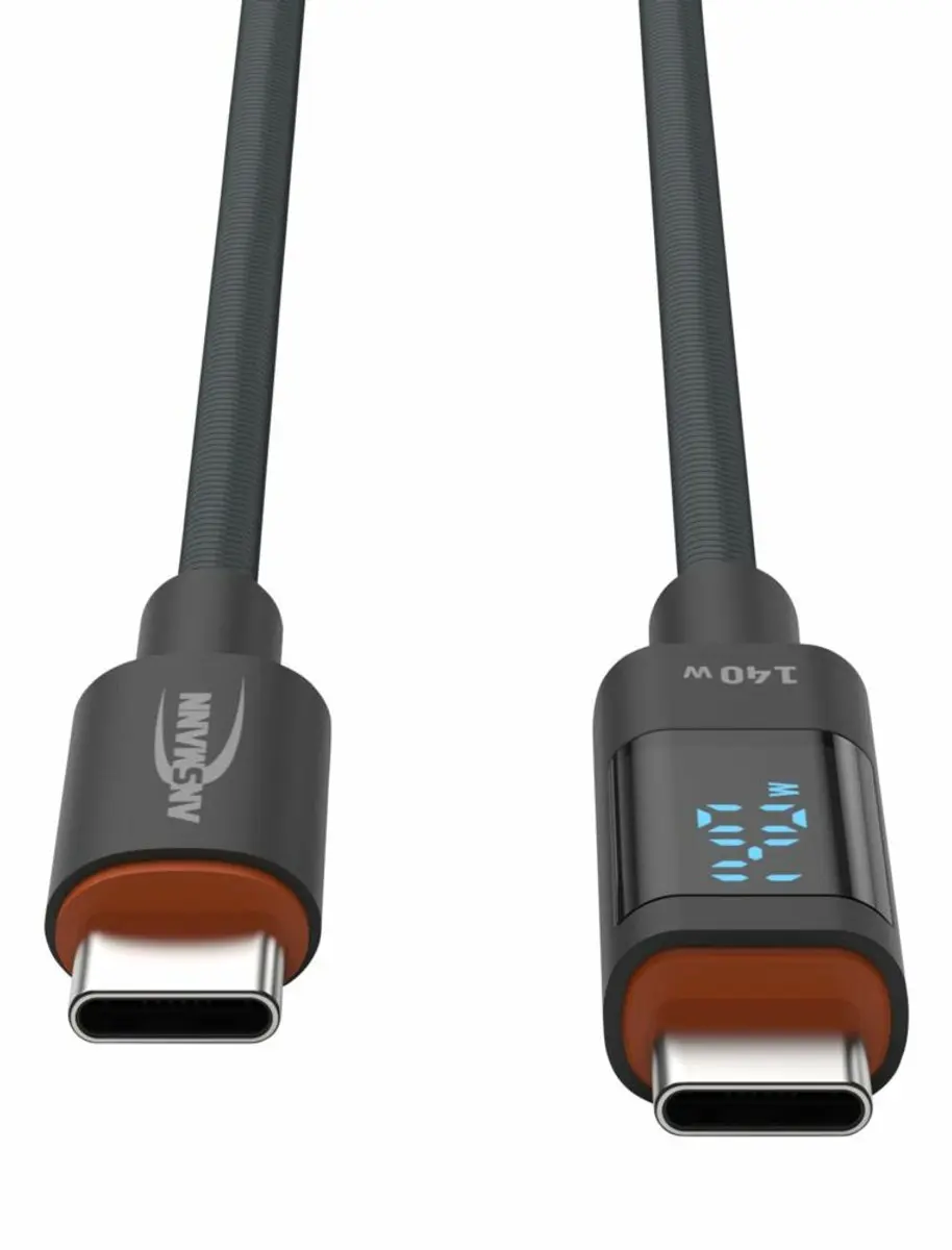 Ansmann USB-kabel 1,2m USB 2.0 USB-C Antraciet