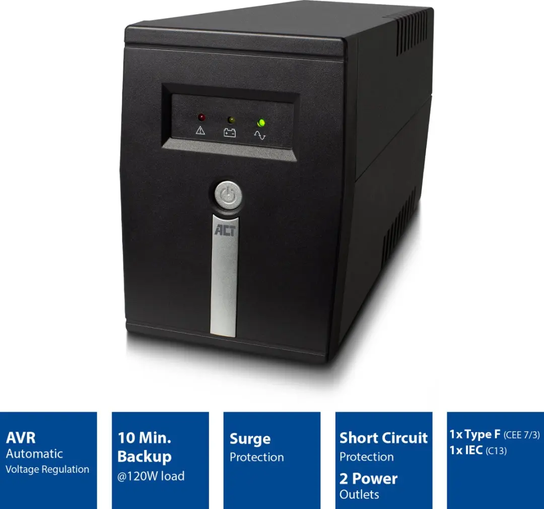 ACT UPS Noodstroom AC2305 600VA/360W - Line Interactive - Zwart