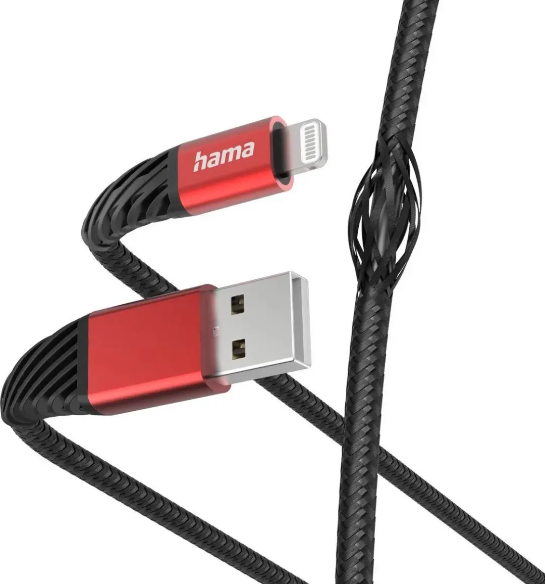 Hama Extreme USB-A naar Lightning Oplaadkabel - USB 2.0 - Zwart/Rood